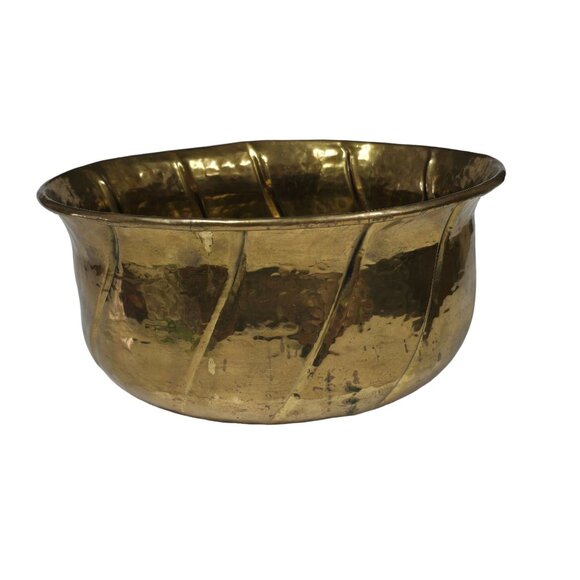 Vintage Hammered Brass Oval Planter 11x9 Mid-Century Modern Decor - Picture 9 of 13